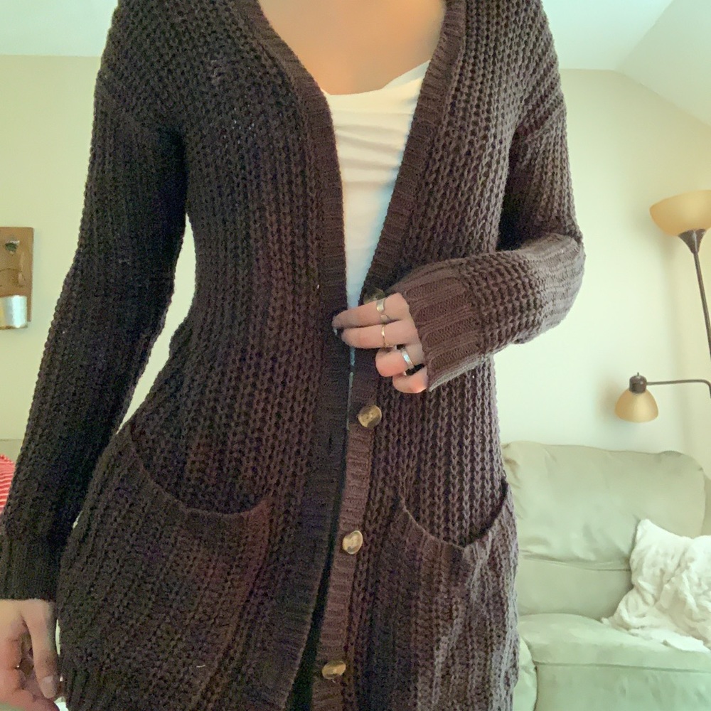 Dark grey long cardigan
